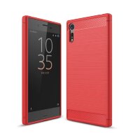 Чехол-накладка Carbon Fibre для Sony Xperia XZ / XZs (красный)