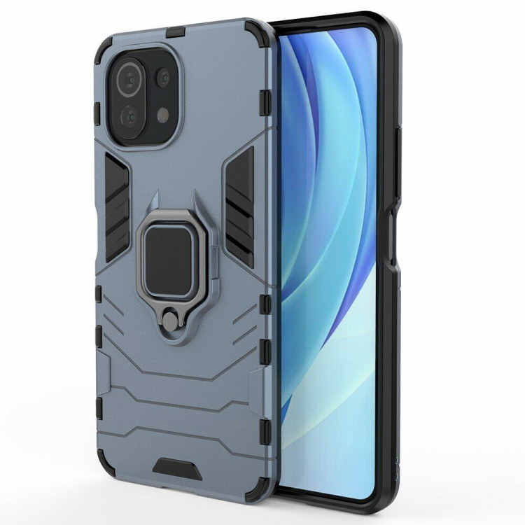 Чехол Armor Ring Holder для Xiaomi Mi 11 Lite / Xiaomi Mi 11 Lite 5G (темно-синий)