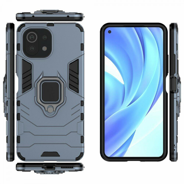 Чехол Armor Ring Holder для Xiaomi Mi 11 Lite / Xiaomi Mi 11 Lite 5G (темно-синий)
