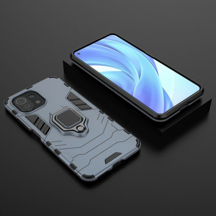 Чехол Armor Ring Holder для Xiaomi Mi 11 Lite / Xiaomi Mi 11 Lite 5G (темно-синий)