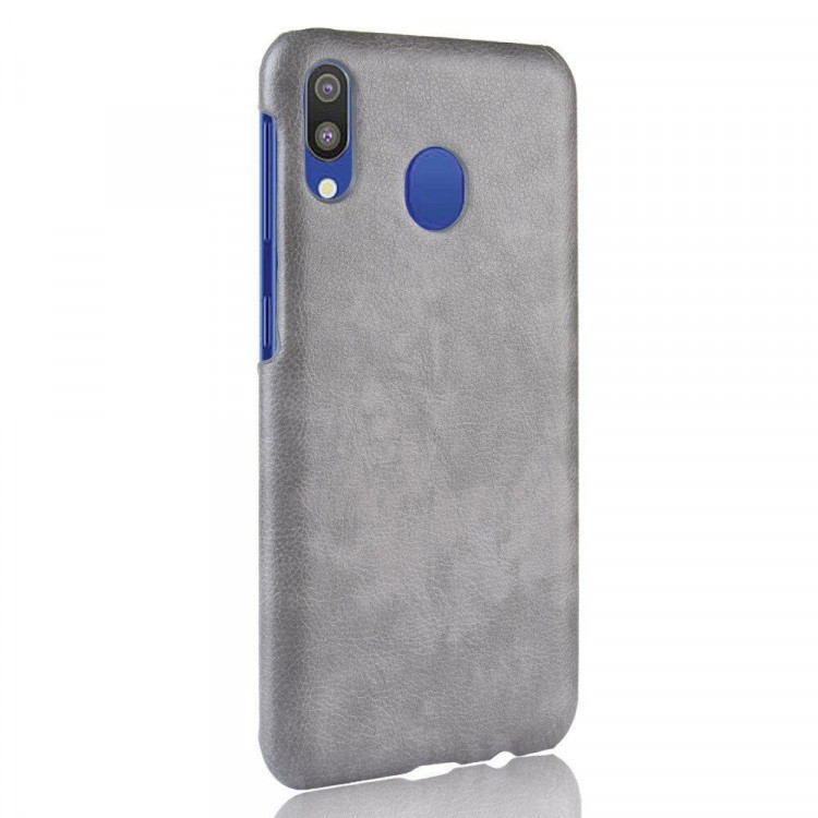 Кожаная накладка-чехол Litchi Texture для Samsung Galaxy M20 (серый)