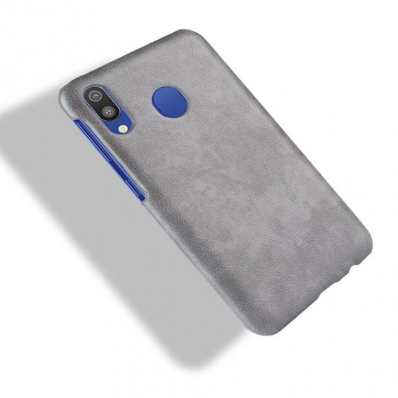 Кожаная накладка-чехол Litchi Texture для Samsung Galaxy M20 (серый)