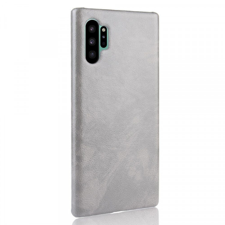 Кожаная накладка-чехол для Samsung Galaxy Note 10+ (Plus) (серый)