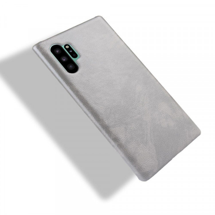 Кожаная накладка-чехол для Samsung Galaxy Note 10+ (Plus) (серый)