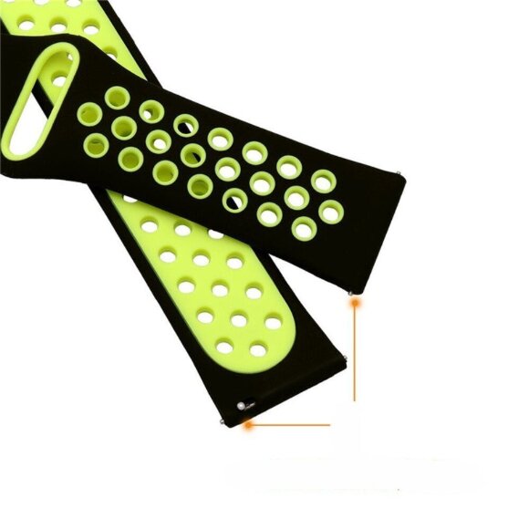 Двухцветный силиконовый ремешок для Samsung Gear S3 Frontier / S3 Classic / Galaxy Watch 46мм / Watch 3 (45мм) (черный+зеленый)