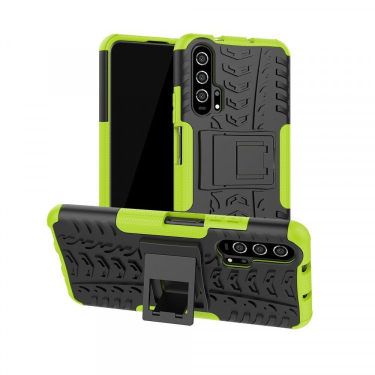 Чехол Hybrid Armor для Huawei nova 5T / Honor 20 Pro / Honor 20 (черный + зеленый)
