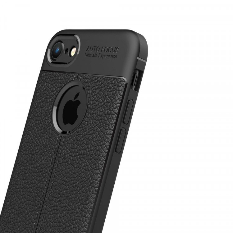 Чехол накладка Litchi Grain для iPhone 8 / iPhone 7 (черный)