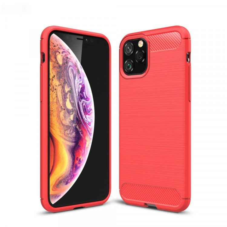 Чехол-накладка Carbon Fibre для iPhone 11 Pro (красный)