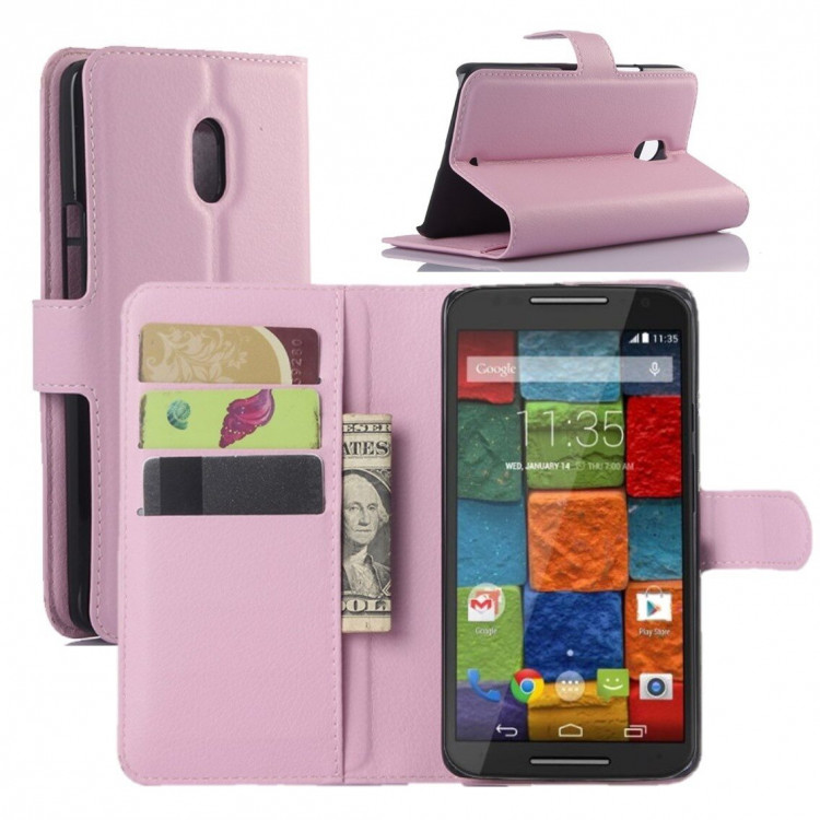 Чехол с визитницей для Motorola Moto X Play (розовый)