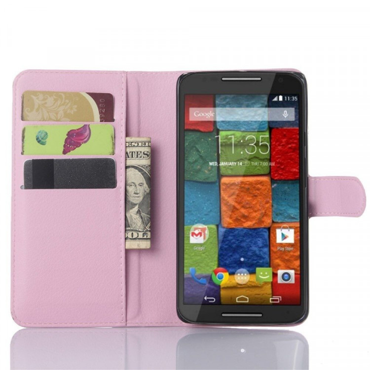 Чехол с визитницей для Motorola Moto X Play (розовый)