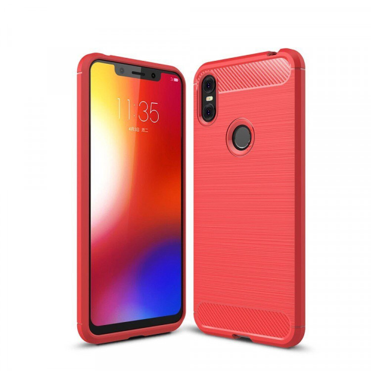 Чехол-накладка Carbon Fibre для Motorola One (P30 Play) (красный)