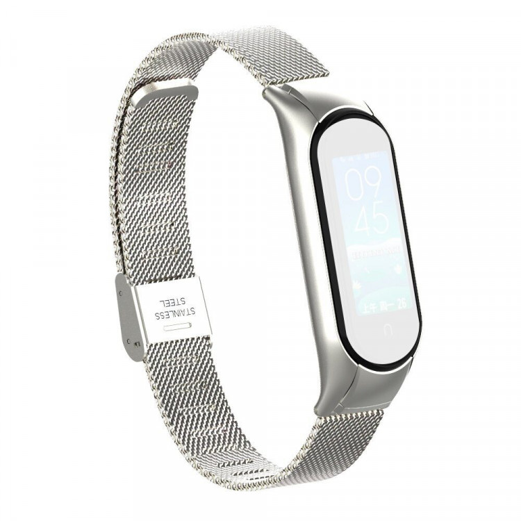 Сетчатый браслет с застежкой для Xiaomi Mi Band 5 (серебряный)