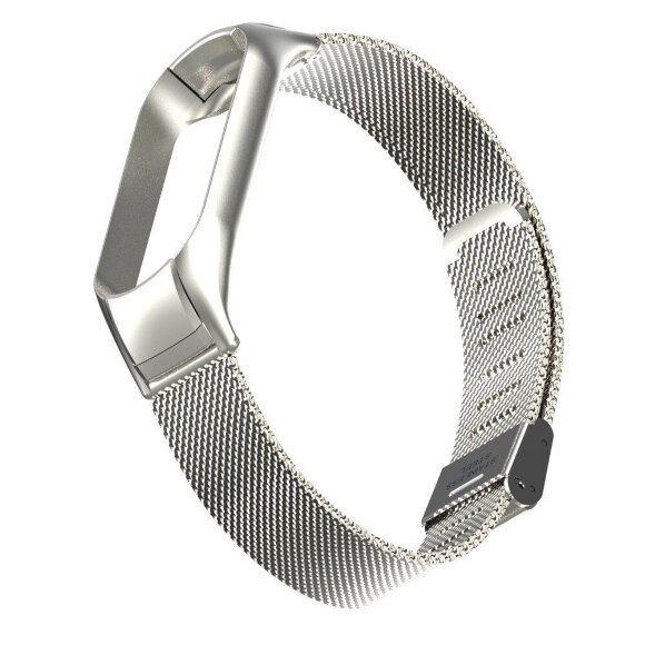 Сетчатый браслет с застежкой для Xiaomi Mi Band 5 (серебряный) Сетчатый браслет с застежкой для Xiaomi Mi Band 5 (серебряный)