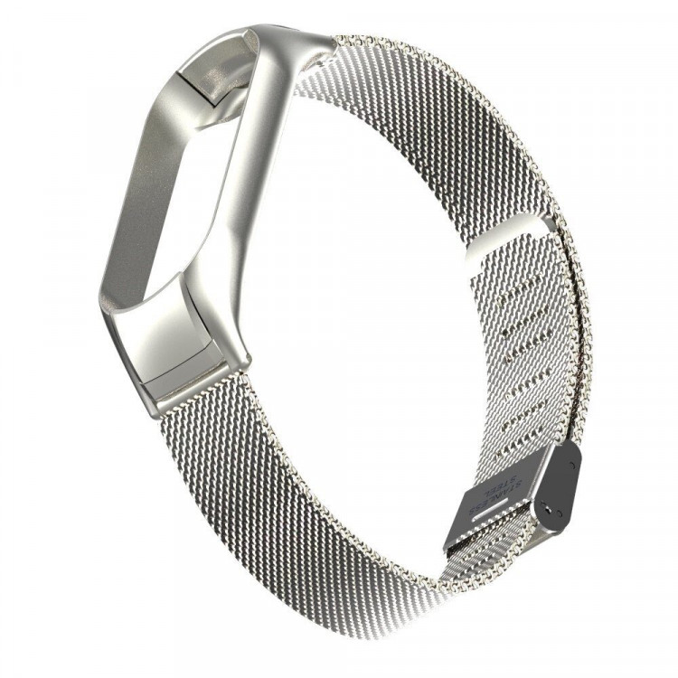 Сетчатый браслет с застежкой для Xiaomi Mi Band 5 (серебряный)