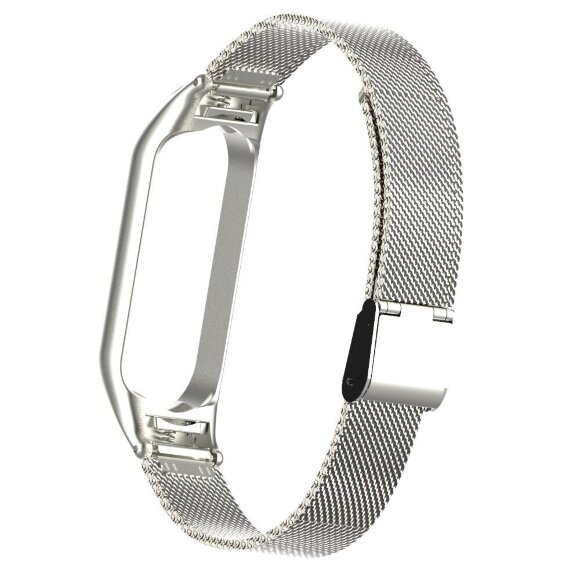 Сетчатый браслет с застежкой для Xiaomi Mi Band 5 (серебряный) Сетчатый браслет с застежкой для Xiaomi Mi Band 5 (серебряный)
