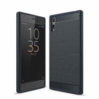 Чехол-накладка Carbon Fibre для Sony Xperia XZ / XZs (темно-синий)