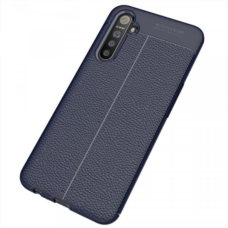 Чехол-накладка Litchi Grain для Oppo K5 / Realme XT / Realme X2 (темно-синий)