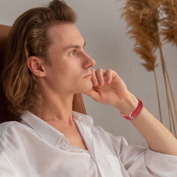 Кожаный ремешок для Huawei Watch Fit TIA-B09 (красный) Кожаный ремешок для Huawei Watch Fit TIA-B09 (красный)