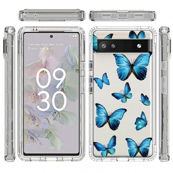 Чехол Butterfly Pattern для Google Pixel 6a (Blue Butterfly) Чехол Butterfly Pattern для Google Pixel 6a (Blue Butterfly)