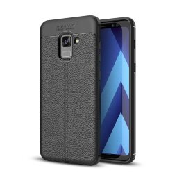 Чехол-накладка Litchi Grain для Samsung Galaxy A8 Plus (2018) (черный)