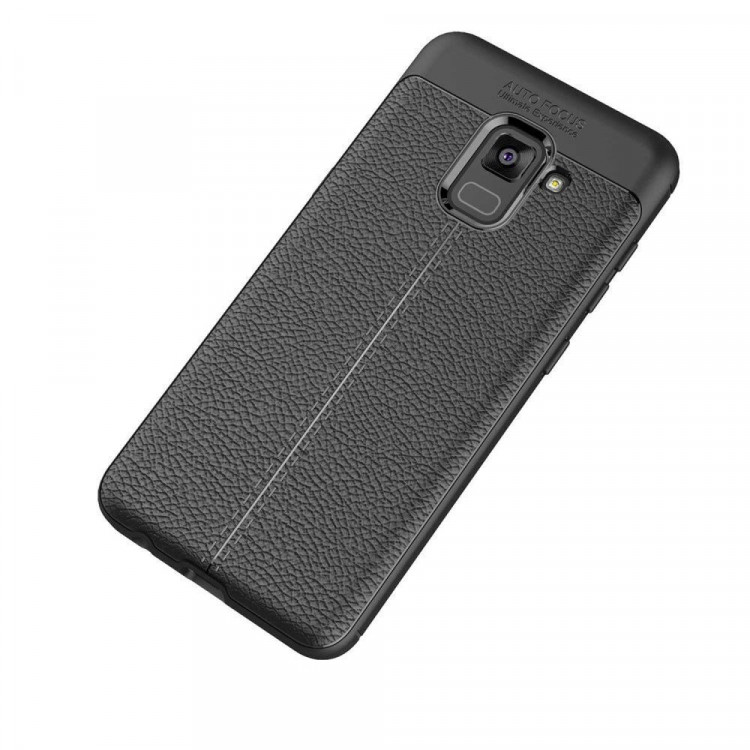 Чехол-накладка Litchi Grain для Samsung Galaxy A8 Plus (2018) (черный)