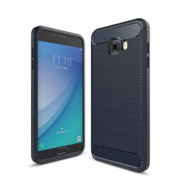 Чехол-накладка Carbon Fibre для Samsung Galaxy C5 Pro (темно-синий)