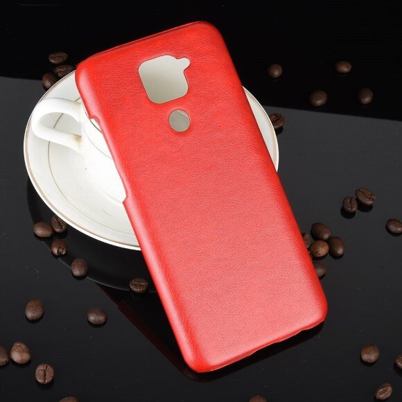 Кожаная накладка-чехол для Xiaomi Redmi Note 9 (красный)