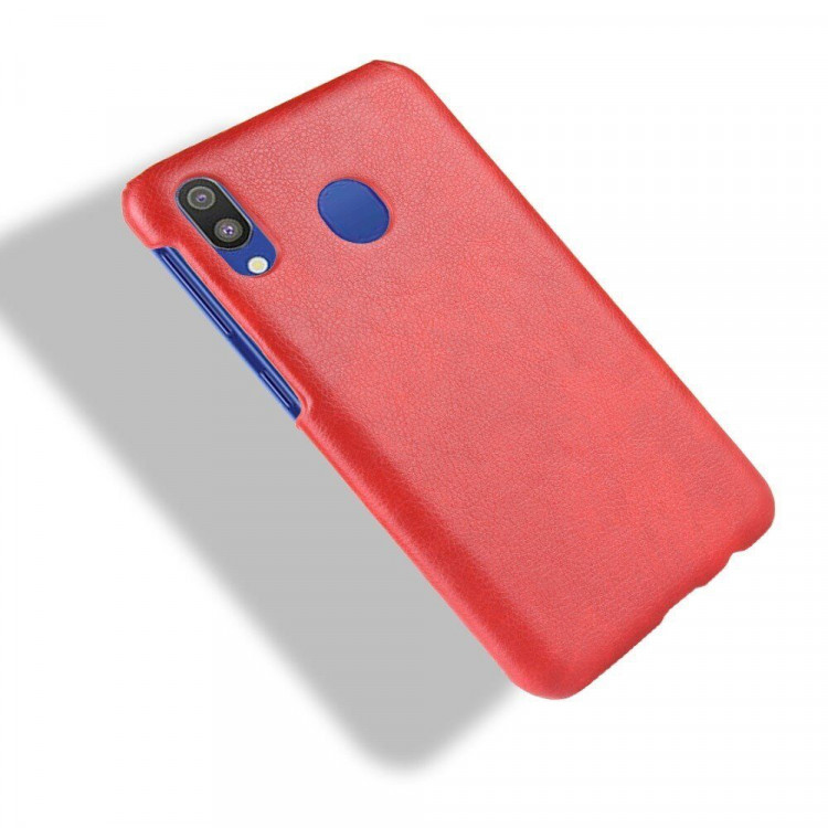 Кожаная накладка-чехол Litchi Texture для Samsung Galaxy M20 (красный)