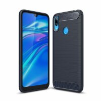 Чехол-накладка Carbon Fibre для Huawei Y7 (2019) / Y7 Prime (2019) (темно-синий)