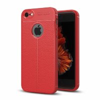 Чехол-накладка Litchi Grain для iPhone 5 / 5S / SE (красный)