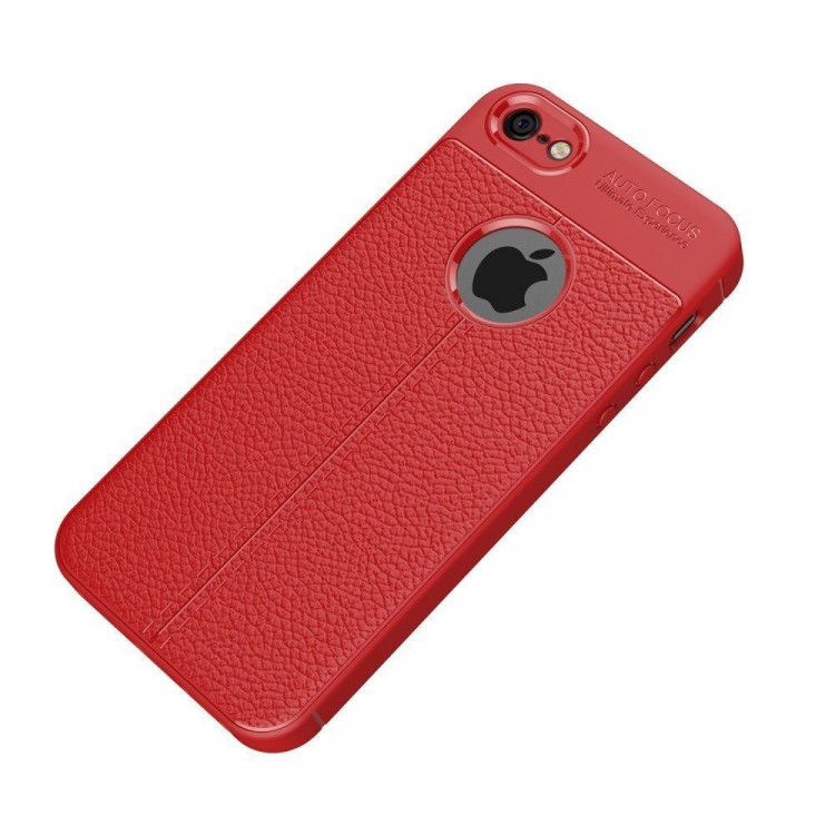 Чехол-накладка Litchi Grain для iPhone 5 / 5S / SE (красный)