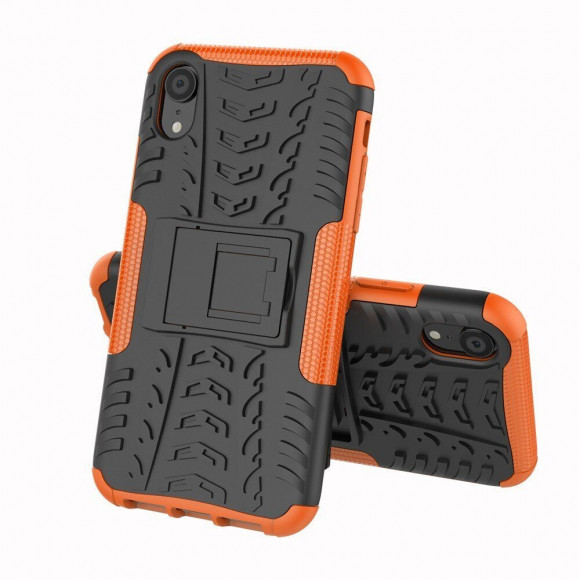 Чехол Hybrid Armor для iPhone XR (черный + оранжевый)