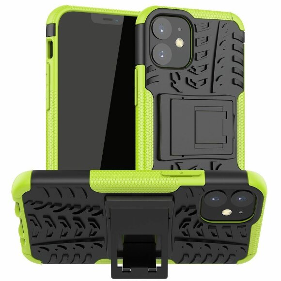 Чехол Hybrid Armor для iPhone 12 mini (черный + зеленый)