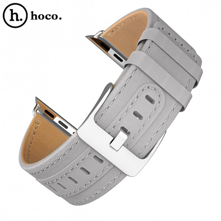 Кожаный ремешок Hoco для Apple Watch 40 и 38мм (серый)