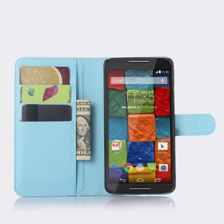 Чехол с визитницей для Motorola Moto X Play (голубой)