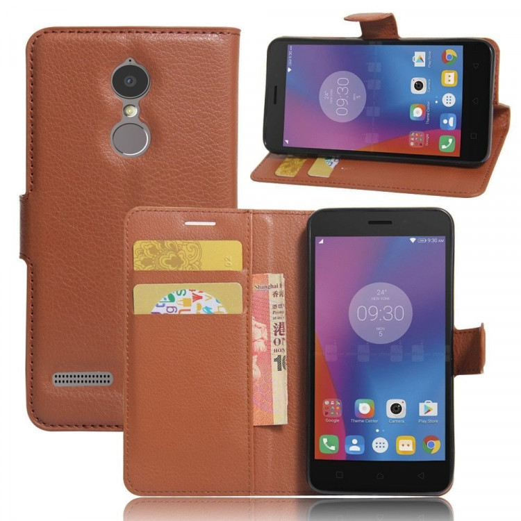 Чехол с визитницей для Lenovo K6 Note (коричневый)