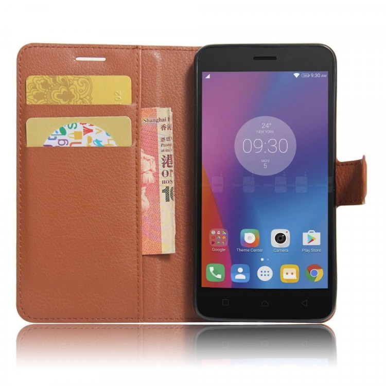 Чехол с визитницей для Lenovo K6 Note (коричневый)