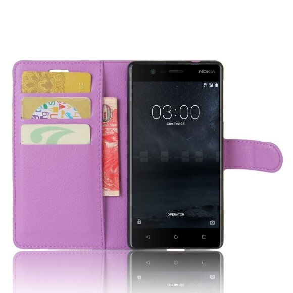 Чехол с визитницей для Nokia 3 (фиолетовый)