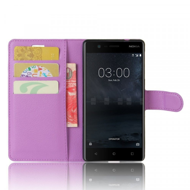 Чехол с визитницей для Nokia 3 (фиолетовый)
