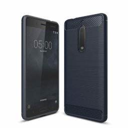 Чехол-накладка Carbon Fibre для Nokia 5 (темно-синий)