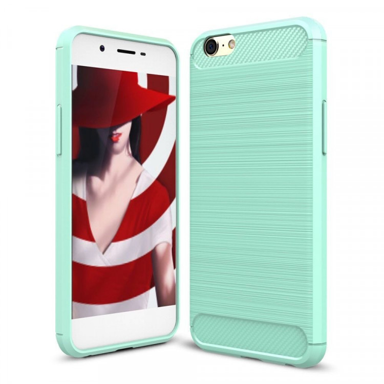 Чехол-накладка Carbon Fibre для Oppo A39 (сине-зеленый)