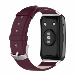 Кожаный ремешок для Huawei Watch Fit TIA-B09 (темно-красный)