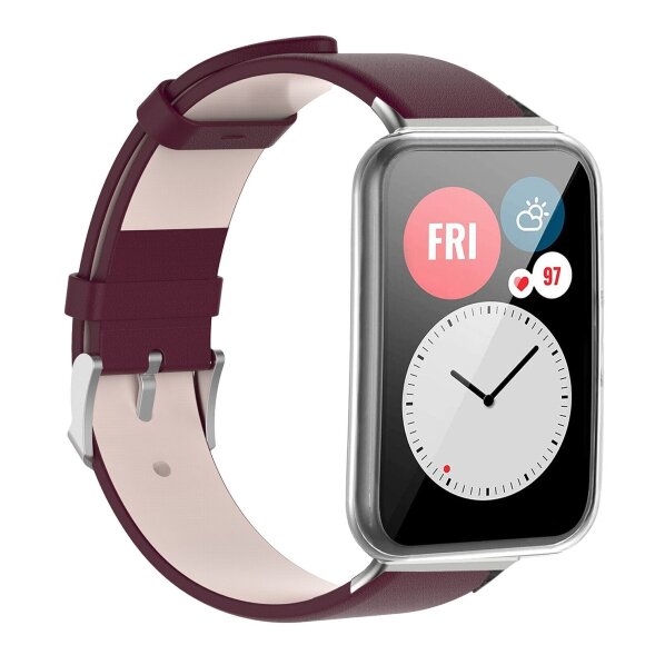 Кожаный ремешок для Huawei Watch Fit TIA-B09 (темно-красный) Кожаный ремешок для Huawei Watch Fit TIA-B09 (темно-красный)