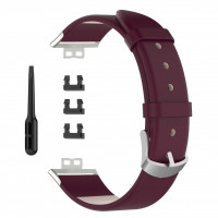 Кожаный ремешок для Huawei Watch Fit TIA-B09 (темно-красный)
