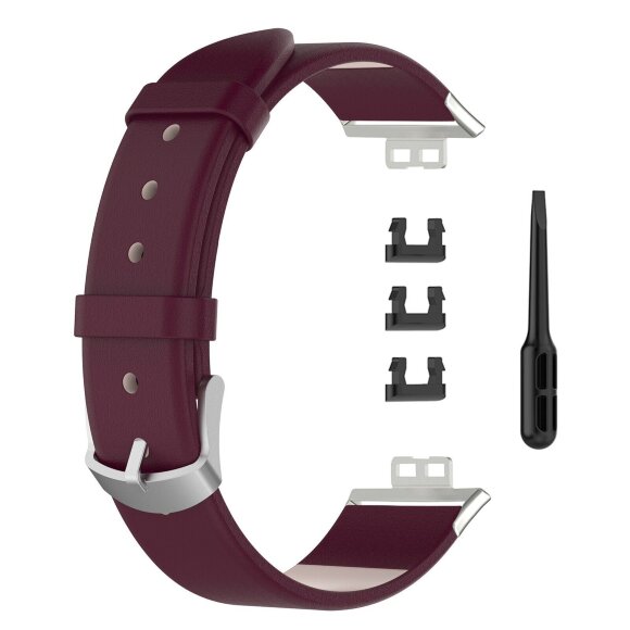 Кожаный ремешок для Huawei Watch Fit TIA-B09 (темно-красный) Кожаный ремешок для Huawei Watch Fit TIA-B09 (темно-красный)