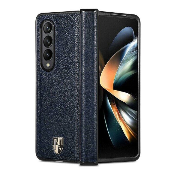 Чехол из натуральной кожи для Samsung Galaxy Z Fold4 (темно-синий)