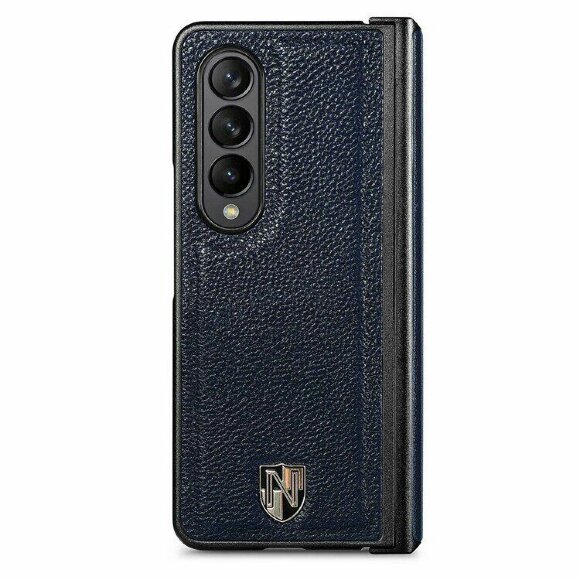Чехол из натуральной кожи для Samsung Galaxy Z Fold4 (темно-синий)