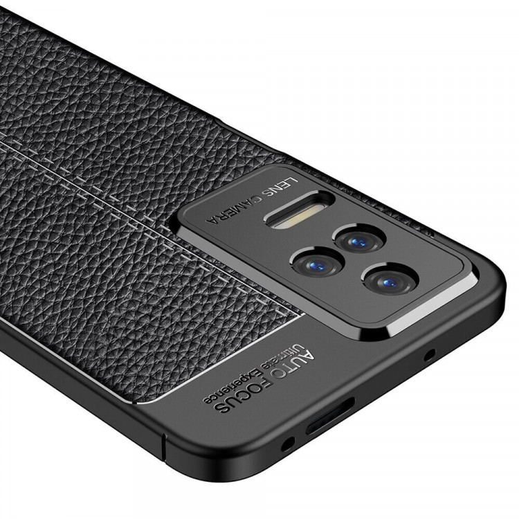 Чехол-накладка Litchi Grain для Xiaomi Poco F4 (темно-синий)