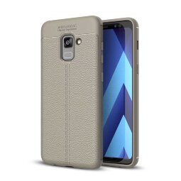 Чехол-накладка Litchi Grain для Samsung Galaxy A8 Plus (2018) (серый)