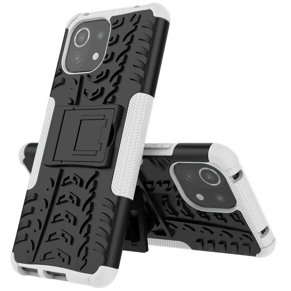 Чехол Hybrid Armor для Xiaomi Mi 11 Lite / Xiaomi Mi 11 Lite 5G (черный + белый)